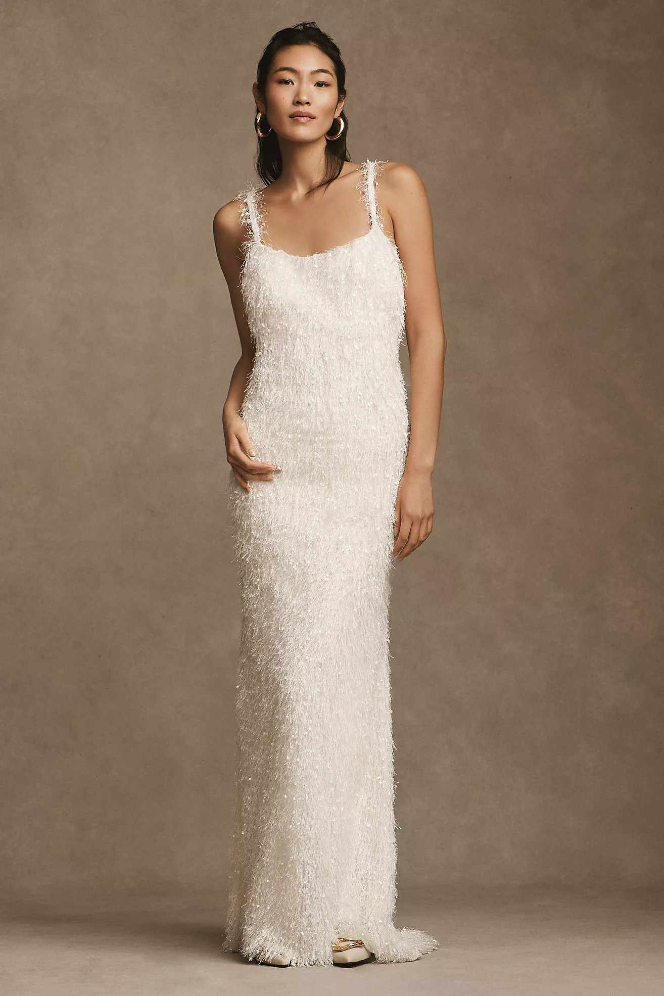 Tadashi Shoji Tessa Shag Slip Gown | Anthropologie (US)