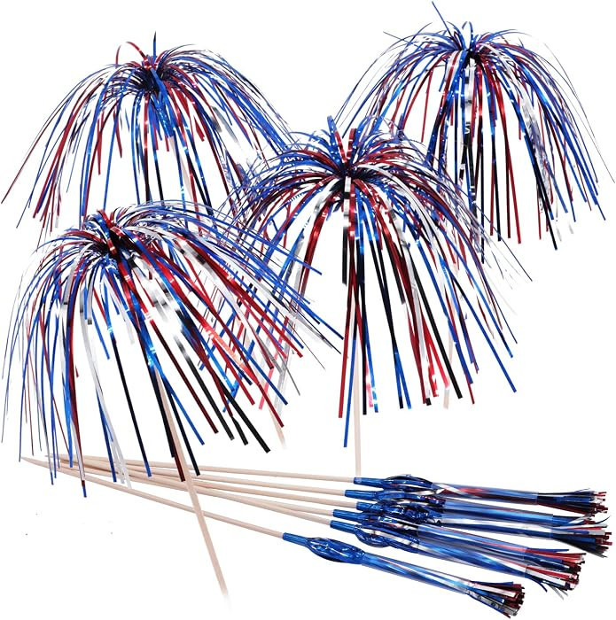 Fourth of July Cocktail Picks Pack of 100, 6 Inch Patriotic Toothpicks for Appetizers Red White B... | Amazon (US)