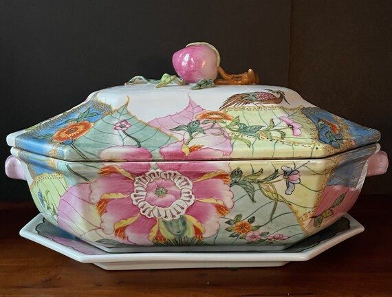 Chinese Export Tobacco Leaf Tureen and Under Plate by Federalist Design | Etsy (US)
