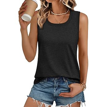 AUTOMET Womens Loose Fit Casual Flowy Tank Tops Square Neck Trendy Sleeveless Summer Tops Clothes... | Amazon (US)
