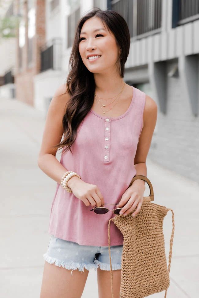 Courageous Soul Mauve Ribbed Tank | The Pink Lily Boutique
