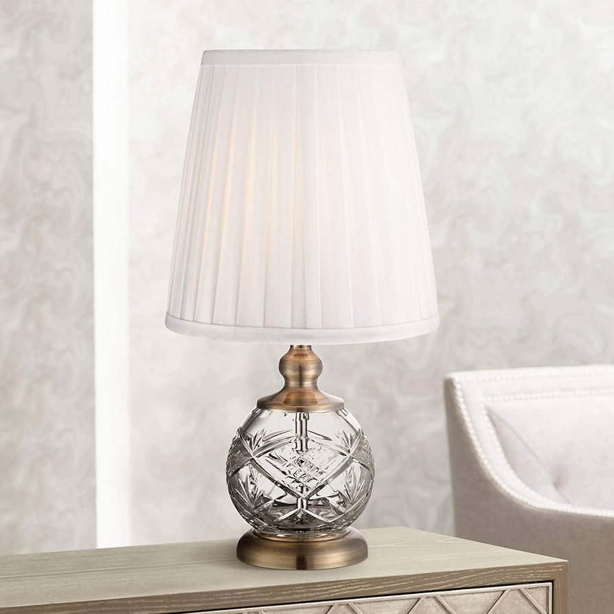 Regency Hill Ida Traditional Small Accent Table Lamp 15" High Clear Crystal Glass Sphere Brass Go... | Amazon (US)