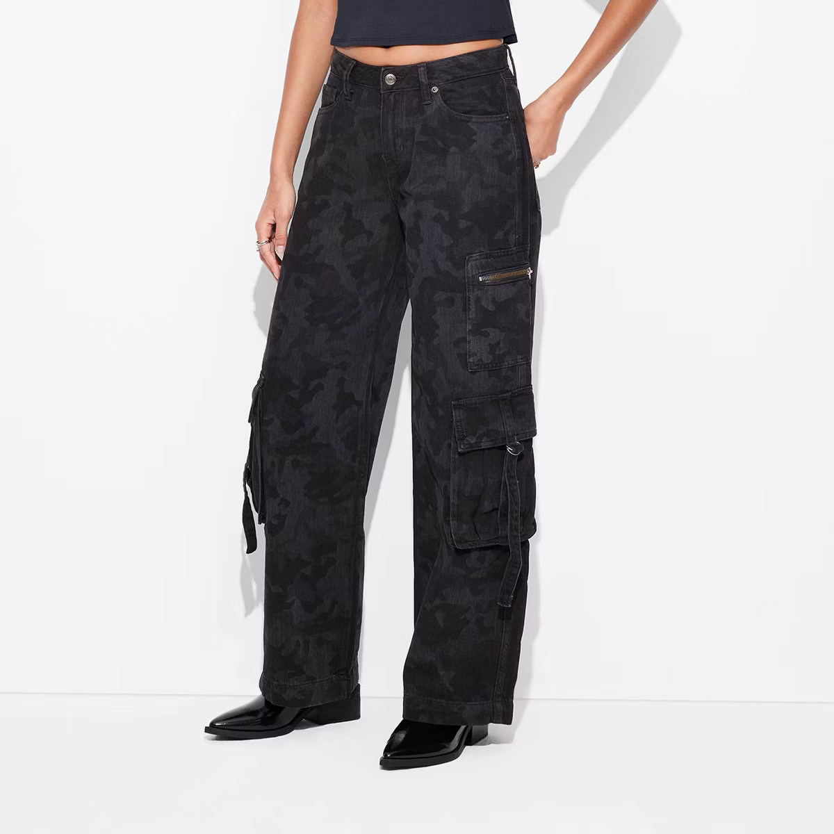 Women's Mid-Rise Wide Leg Cargo Baggy Pants - Wild Fable™ | Target
