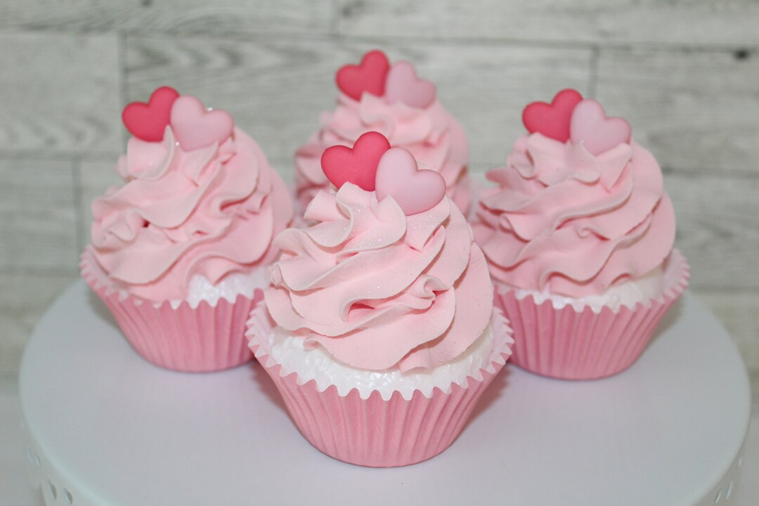Fake PINK Valentine's Day Cupcakes, Valentine's Cupcakes, Valentine's décor, Valentine's Day tie... | Etsy (US)