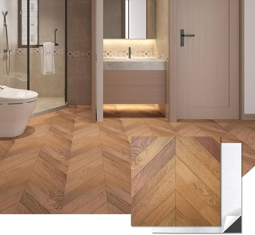 Art3d 30-Pack Herringbone Peel and Stick Vinyl Floor Tiles, 12" x 12" Self Adhesive Waterproof Wo... | Amazon (US)