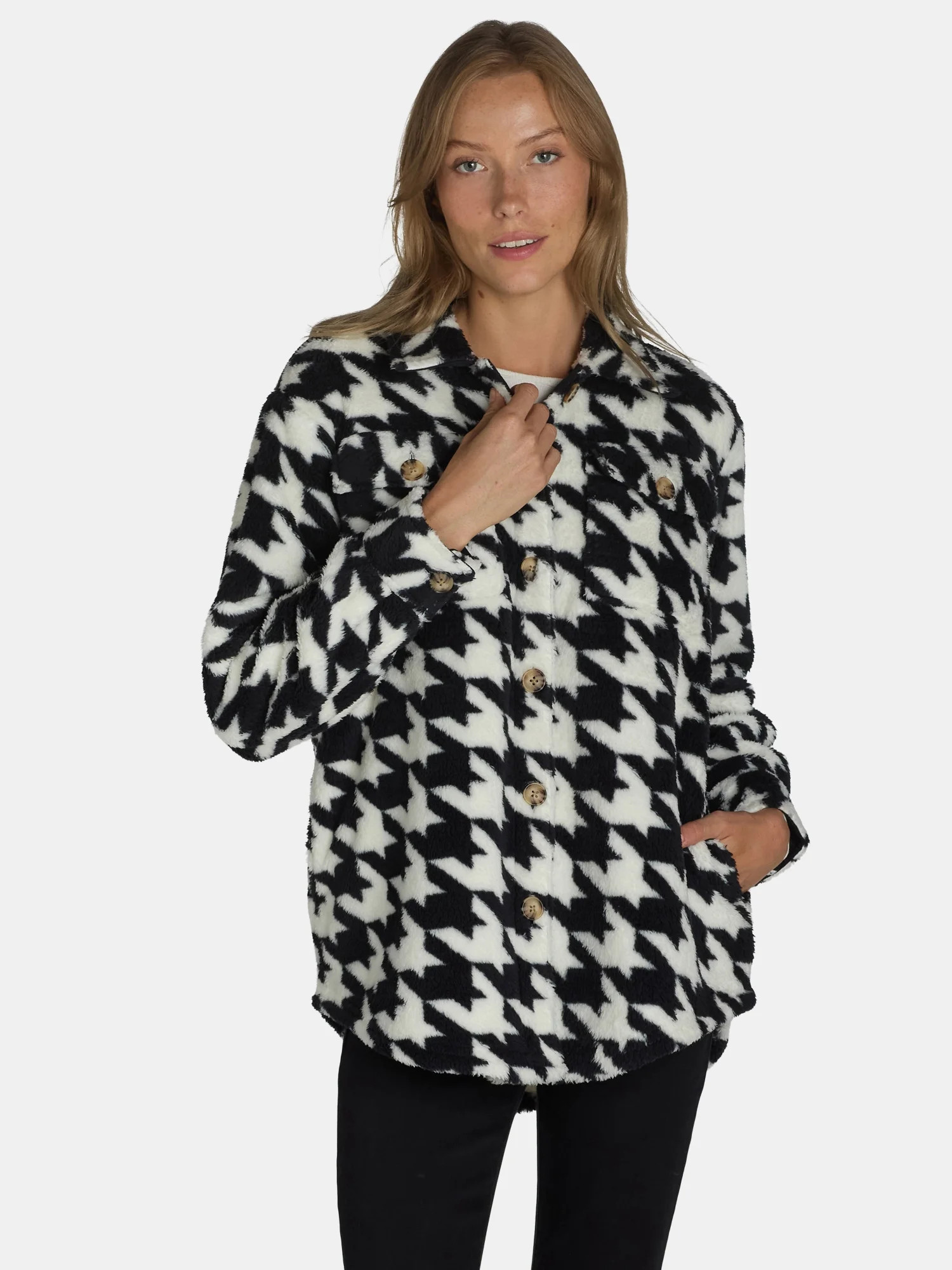 Time and Tru Women's Faux Shearling Shacket, Sizes XS-XXXL | Walmart (US)