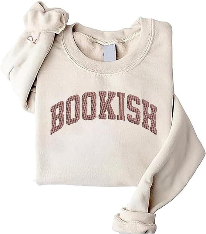 GodLover Personalized Bookish Embroidered Sweatshirt, Custom Bookish Embroidered Sweatshirt, Embr... | Amazon (US)