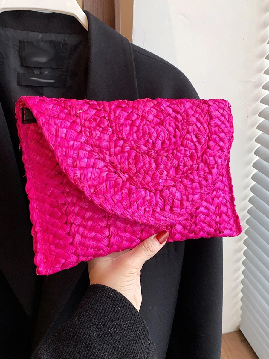 Fashionable Summer Beach Vacation Straw Clutch Bag, Simple And Versatile, Ideal For Street Shoppi... | SHEIN