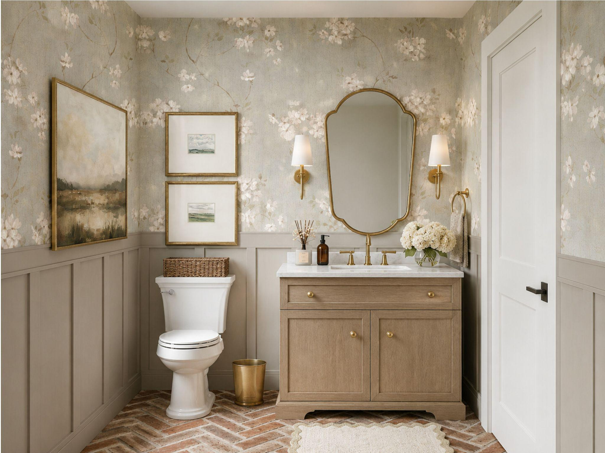 Proof that a powder room can make a BIG statement ✨ Adding wallpaper instantly gives a smaller space so much personality and makes it feel completely custom. Loving how all of these details came together 🤎🏡✨
 

 