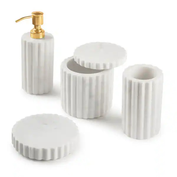 Elevate your bathroom with the sophisticated & elegant look of real marble that celebrates the dr... | Bed Bath & Beyond