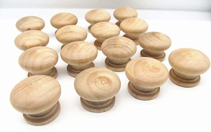 16PCS Round Wood Unfinished Cabinet Furniture Drawer Knobs Pulls Handles | Amazon (US)