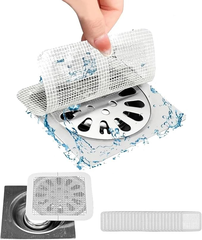 25 Packs - Disposable Shower Drain Hair Catcher 3.94 Inches Square Drain Hair Catcher Stickers fo... | Amazon (US)