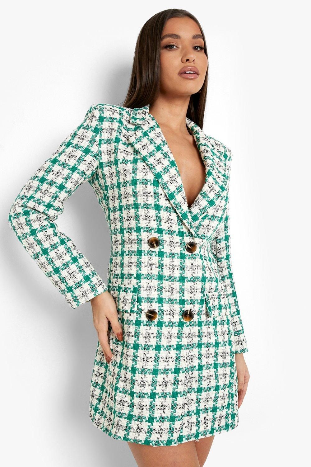 Boucle Tweed Pocket Blazer Dress | Boohoo.com (UK & IE)