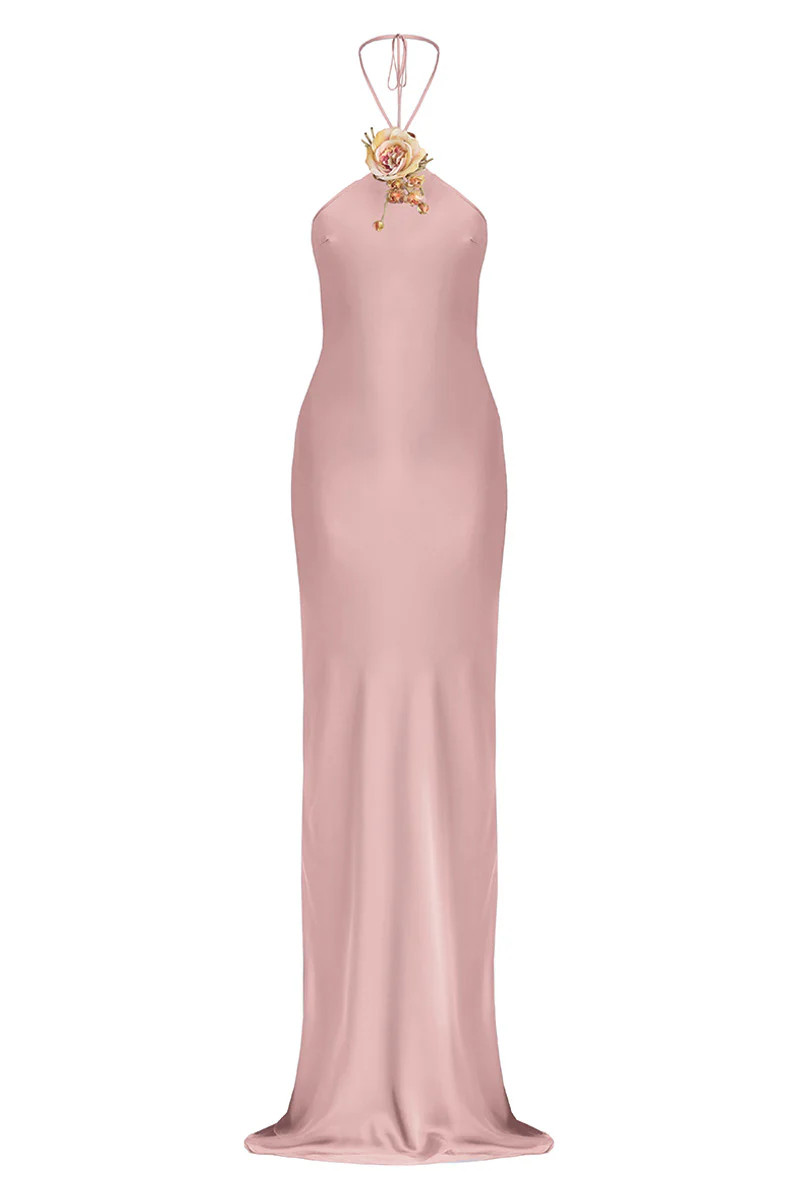 HALTER BIAS MAXI SLIP DRESS IN DUSTY PINK | Stolen Stores | CULT MIA | CULT MIA UK LTD