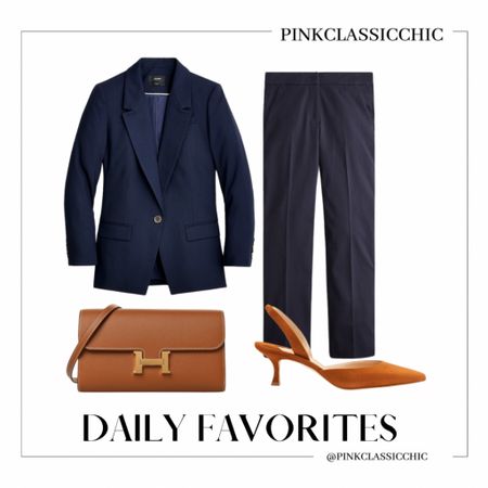 Boss, work outfits, work styles, office outfits, office wear, elegant looks, classy outfits, Manolo blahnik, white pants, work pants, blazer, navy blue outfit, slingback heels, Constance wallet, Hermes wallet, Hermes bag, navy blue pants 

#LTKstyletip #LTKworkwear #LTKunder100