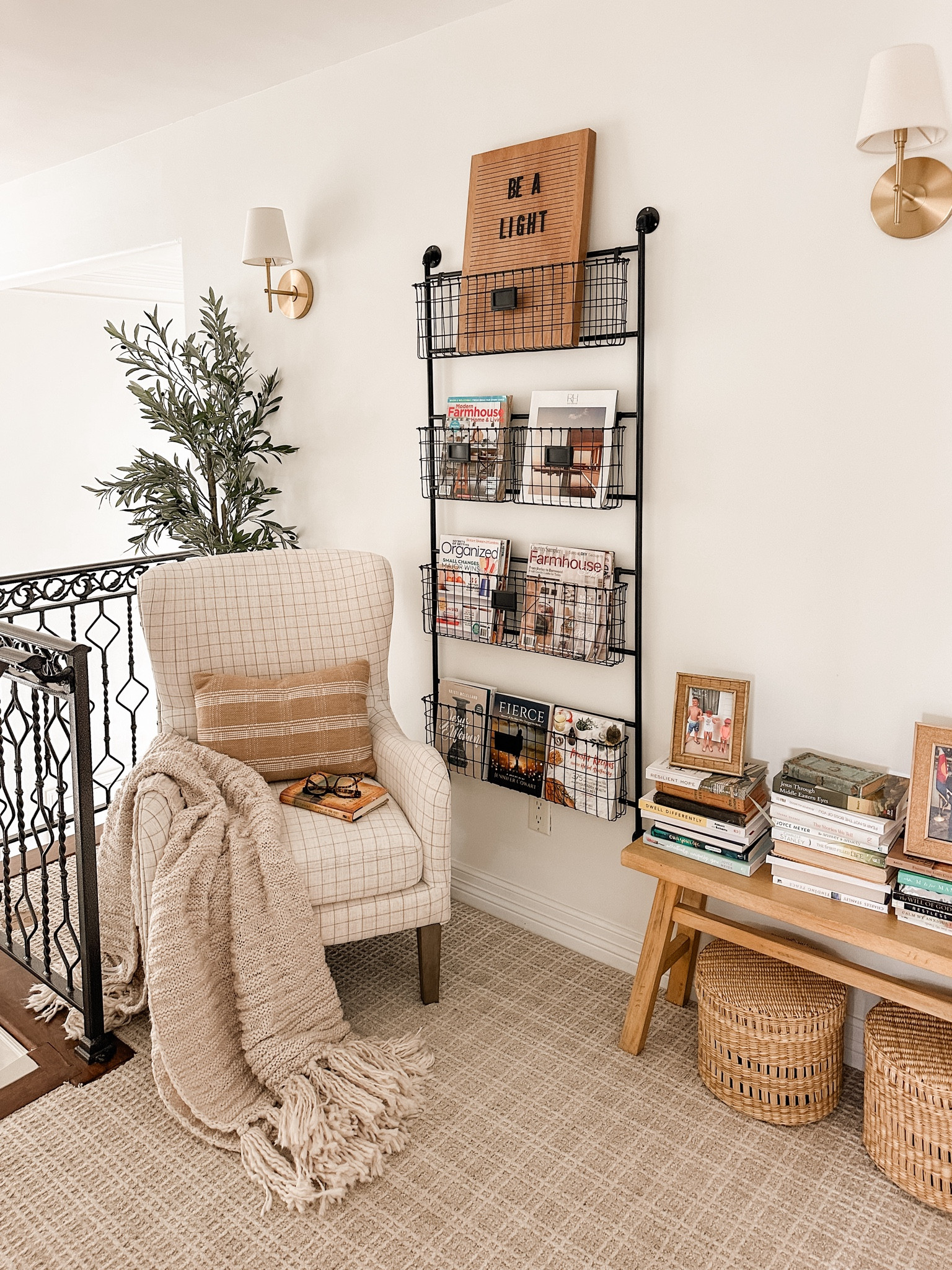 Love this huge wall rack from @wayfair!! It’s so handy and works in so many spaces. The wingback chair is also from Wayfair 👏🏻 #wayfair #wayfairpartner 