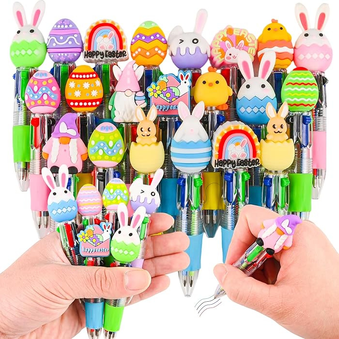 LiYiQ 25 Pcs Easter Multicolor Pen in One Cartoon Cute Fun 4-in-1 Cute Pens Bulk Kawaii Easter Eg... | Amazon (US)