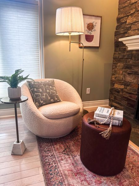 Walmart swivel chair is perfect for a corner. Target lamp, ottoman and drink stand are an affordable way to update your decor. Love this cozy reading area. 

Walmart furniture, Walmart decor, Target, affordable 

#LTKstyletip #LTKhome #LTKfindsunder100