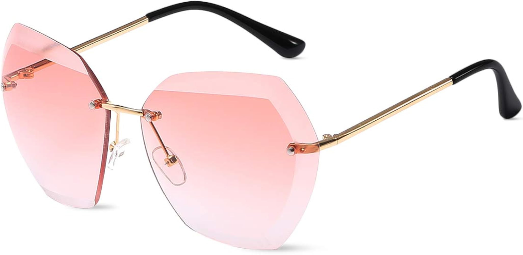 LumiSyne Rimless Sunglasses Oversized Women Transparent Gradient Glasses Diamond Cutting Lens Met... | Amazon (US)