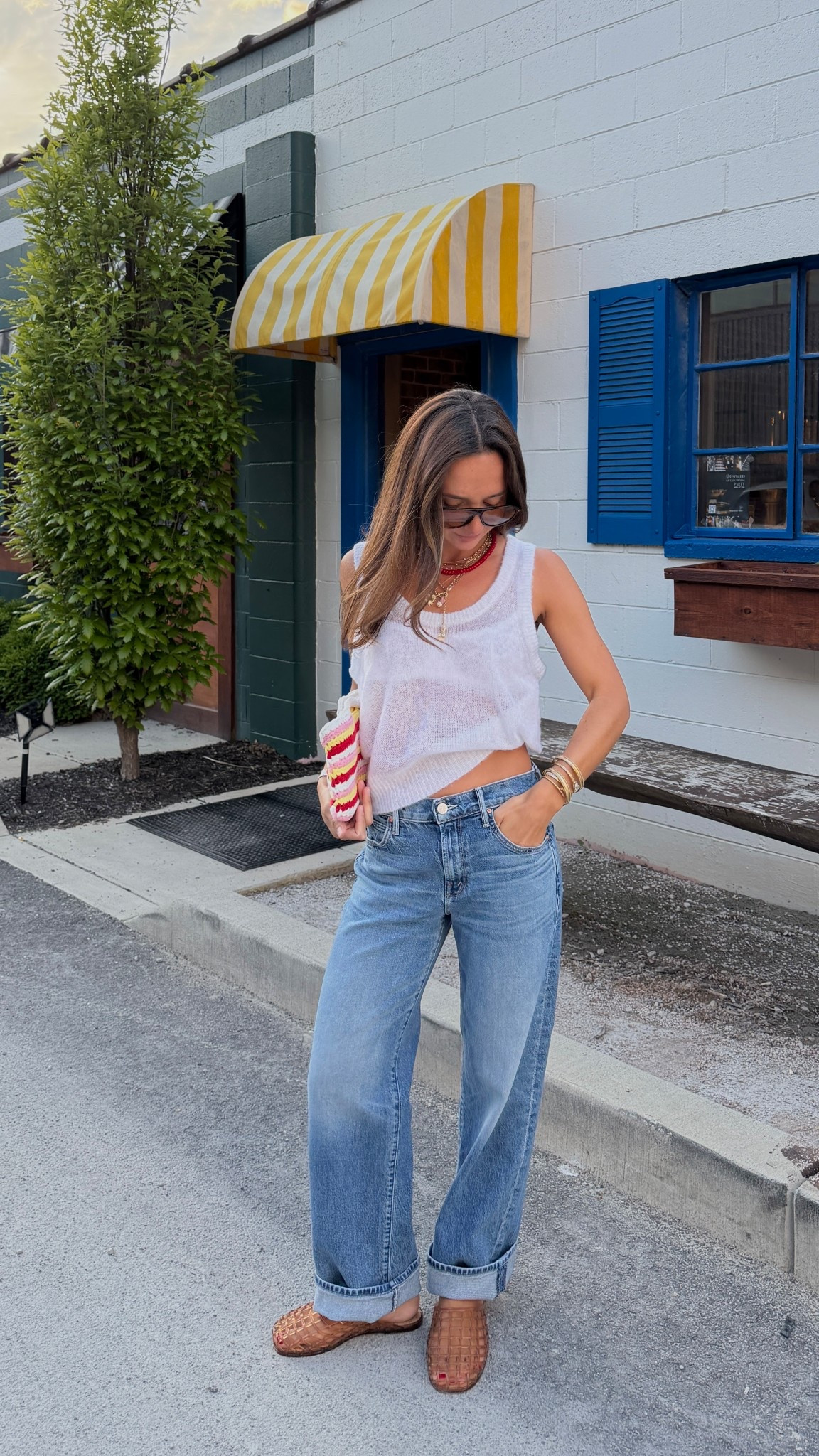 Exact tank is Bodyrow jumper from American Vintage! I wear 25 petite in these jeans!