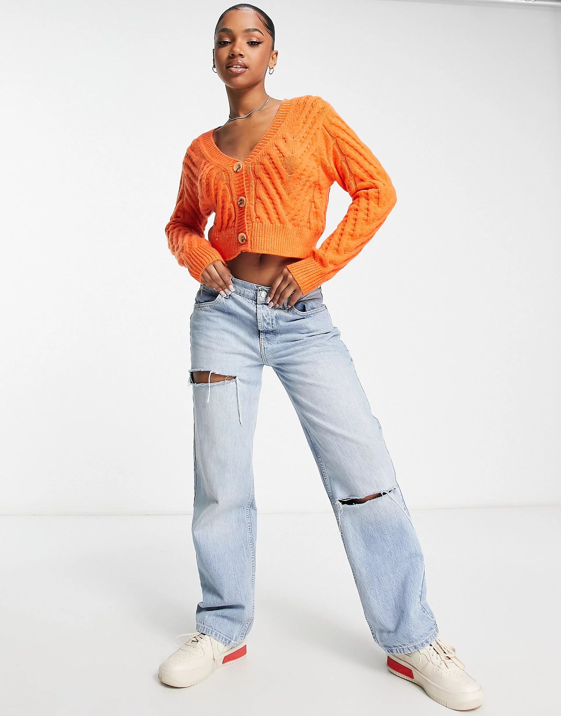 Urban Bliss chunky knit cardigan in orange | ASOS (Global)
