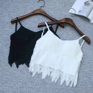 Spaghetti Strap Lace Overlay Crop Top | YesStyle (US)