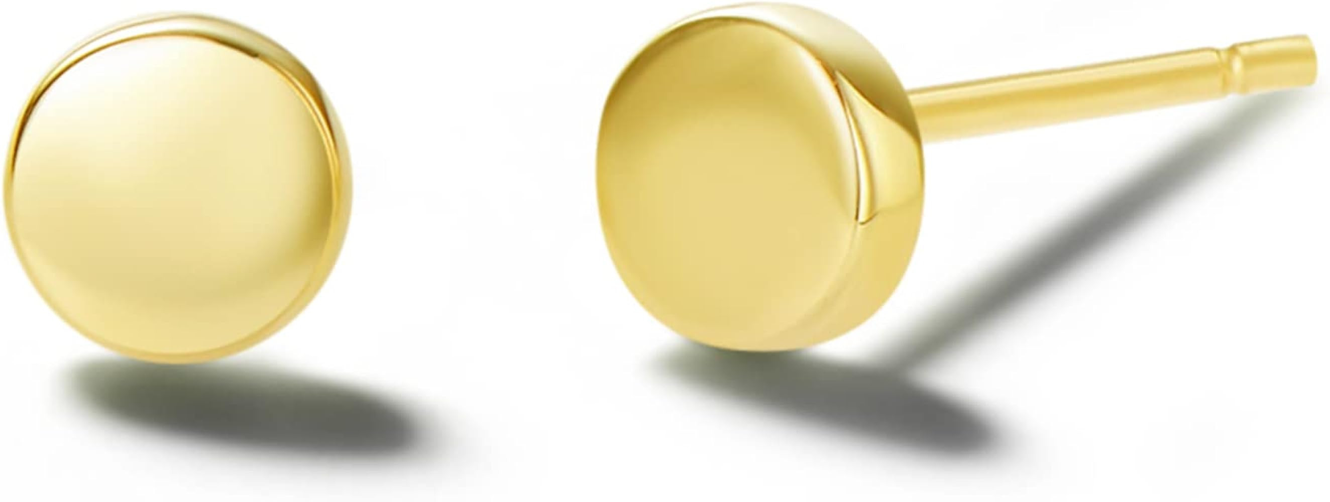 Carleen 14K Solid Gold Stud Earrings Dainty Tiny Statement Dot Solitaire Heart Delicate Durable S... | Amazon (US)