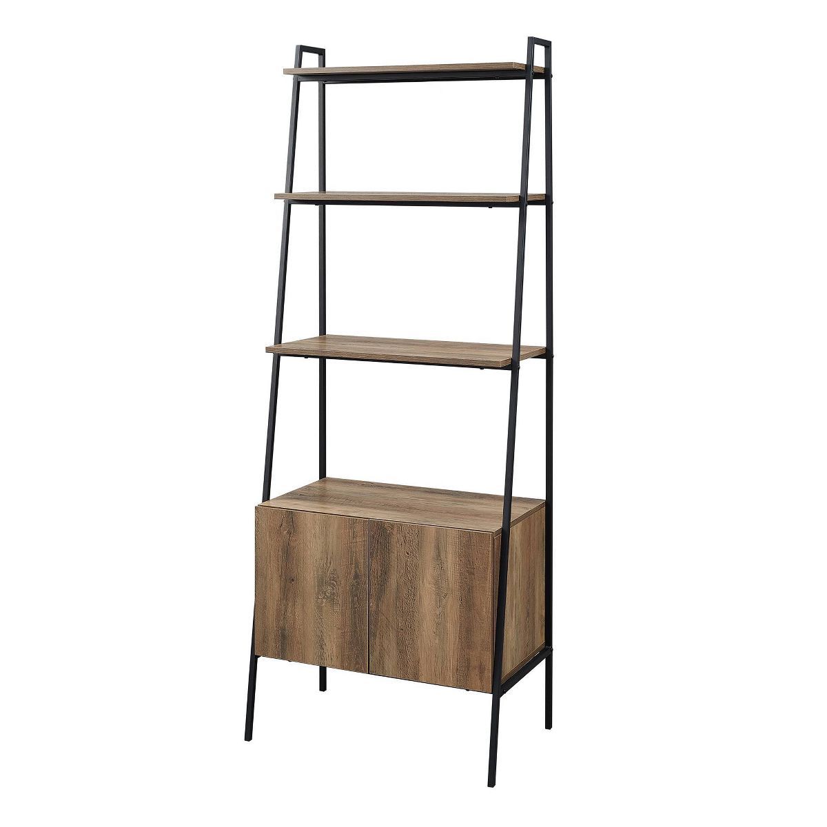 72" Open Shelf and Closed Storage Cabinet Ladder Bookcase - Saracina Home | Target