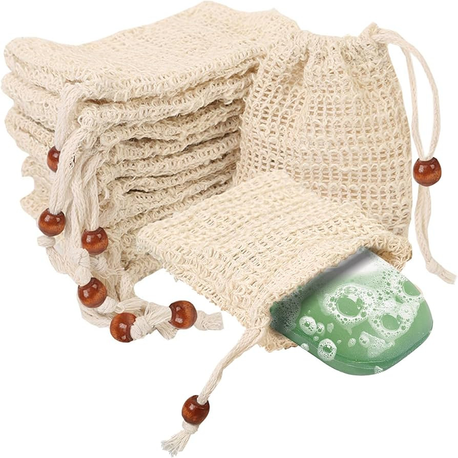 10pcs Soap Bag, BetterJonny Natural Fiber Soap Bags Organic Soap Bag With Pouch Holder Sisal Soap... | Amazon (UK)