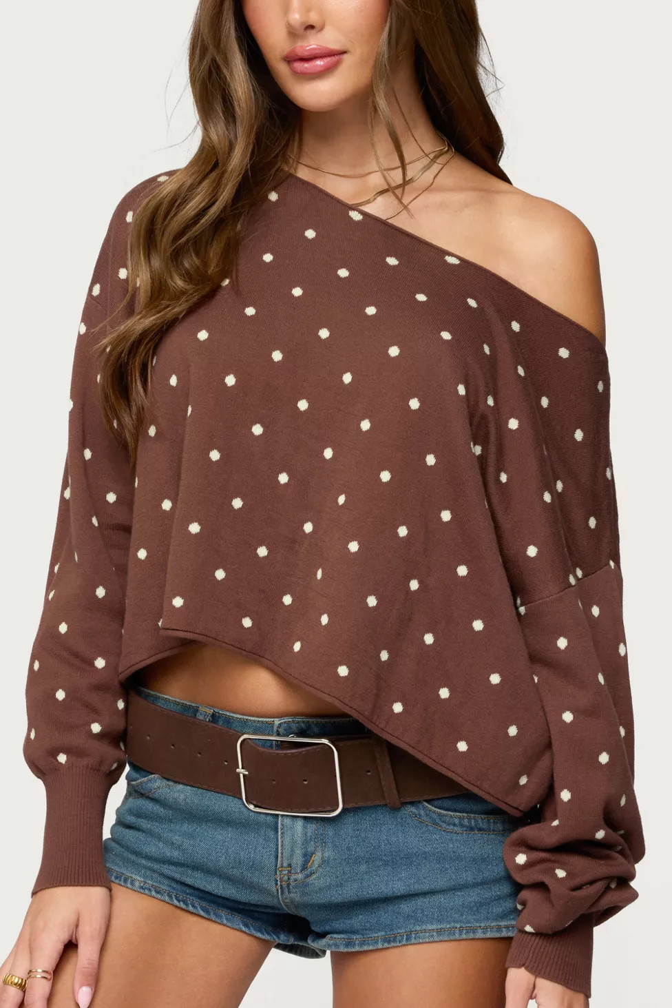 Edikted Oversized Off Shoulder Polka Dot Sweater | Urban Outfitters (US and RoW)