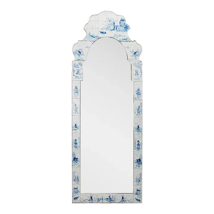Vintage Dutch Blue and White Tile-Style Wall Mirror | Chairish
