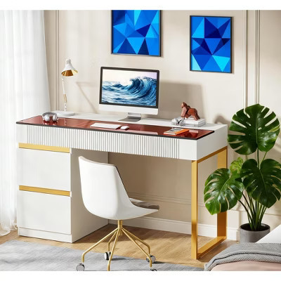 Gulches 62.2" Wood Executive Desk, Simple Rectangular Computer Writing Table | Target