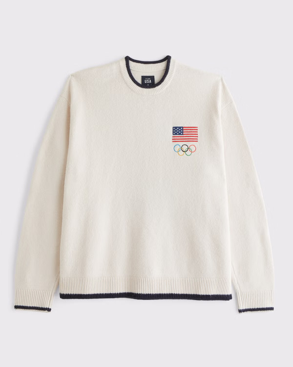 Men's Oversized Olympics Graphic Crew Sweater | Men's Tops | Abercrombie.com | Abercrombie & Fitch (US)