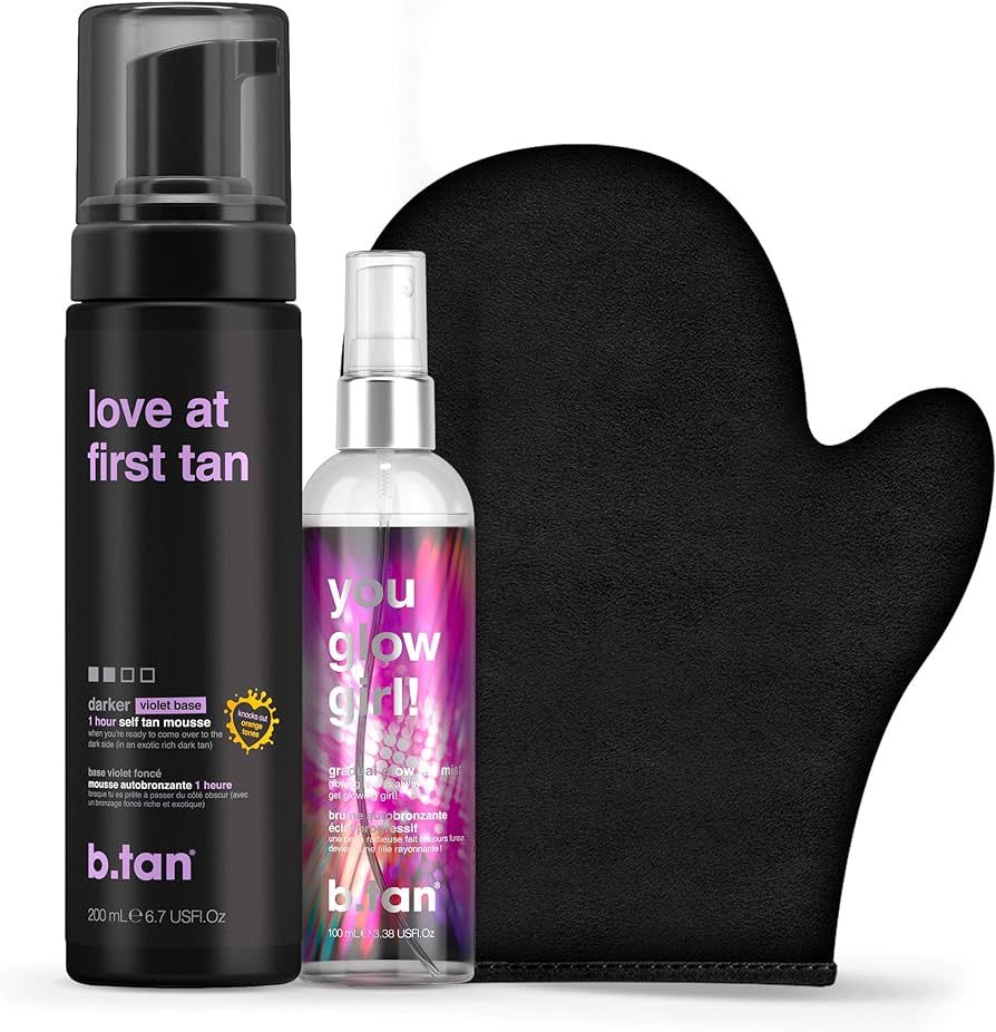 b.tan Darker + Glowy Self Tanner Kit | Lovers Bundle - Self Tanning Mousse with Face + Body Gradu... | Amazon (US)