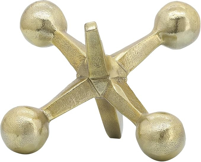 Gold Metal Jacks Decorative Object – Abstract Sculpture Modern Home Decor Ornament – Shelf St... | Amazon (US)