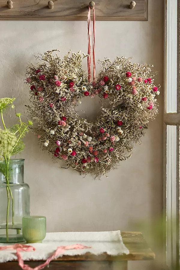 Blooming Heart Dried Wreath in Pink at Terrain | Terrain