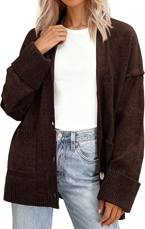 PRETTYGARDEN Women's 2025 Oversized Cardigan Sweaters Trendy Chunky Knit Long Sleeve V Neck Butto... | Amazon (US)
