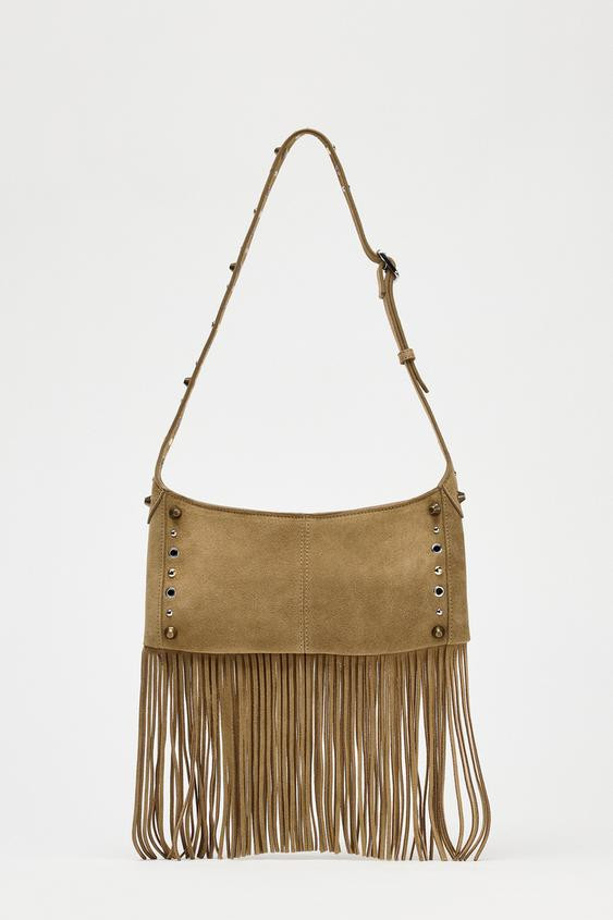 FRINGED SUEDE BAG | Zara US