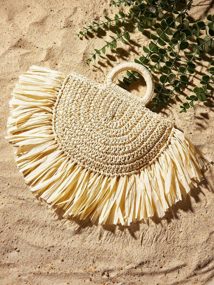 SHEIN SXY Women's Vacation Style Fringed Woven Handbag | SHEIN USA | SHEIN