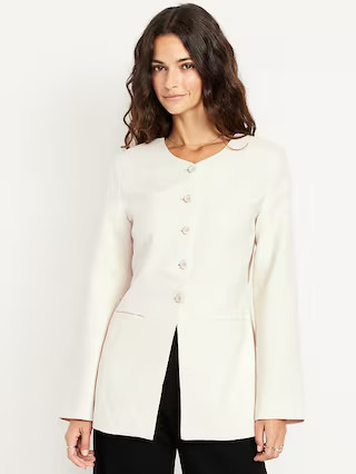 Fitted Long Blazer | Old Navy (US)