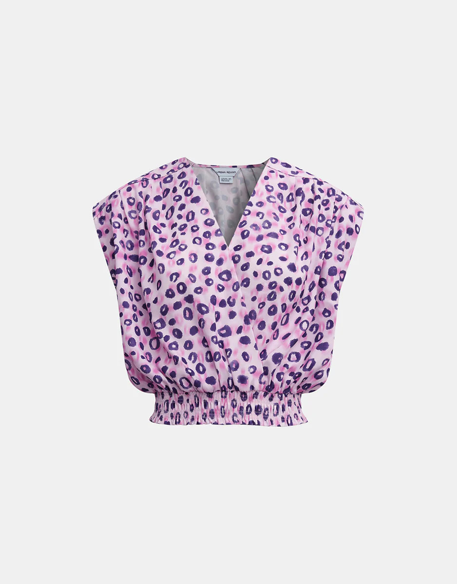Leopard Print Dolman Sleeve Wrap Blouse | Urban Revivo