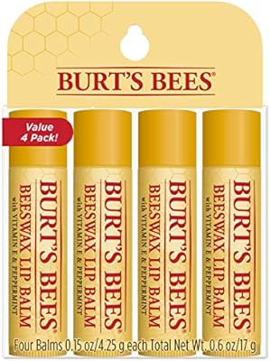 Burt's Bees 100% Natural Moisturizing Lip Balm, Original Beeswax with Vitamin E & Peppermint Oil ... | Amazon (US)