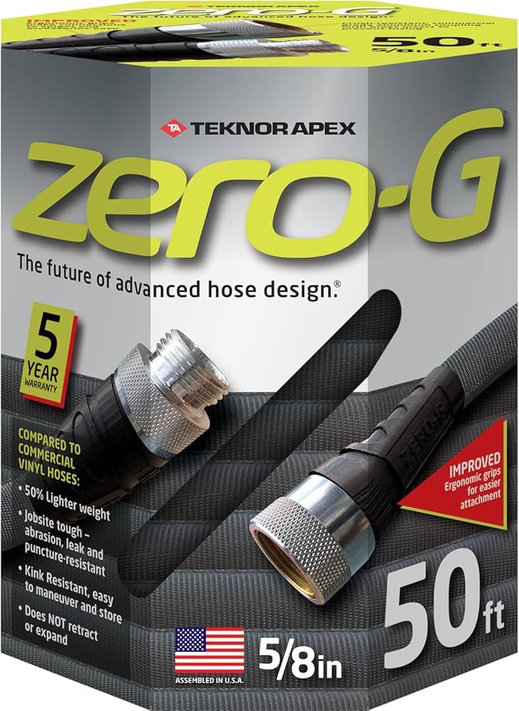 zero-G 4001-50 Lightweight, Ultra Flexible, Durable, Kink-Free Garden Hose, 5/8-Inch by 50-Feet,B... | Amazon (US)