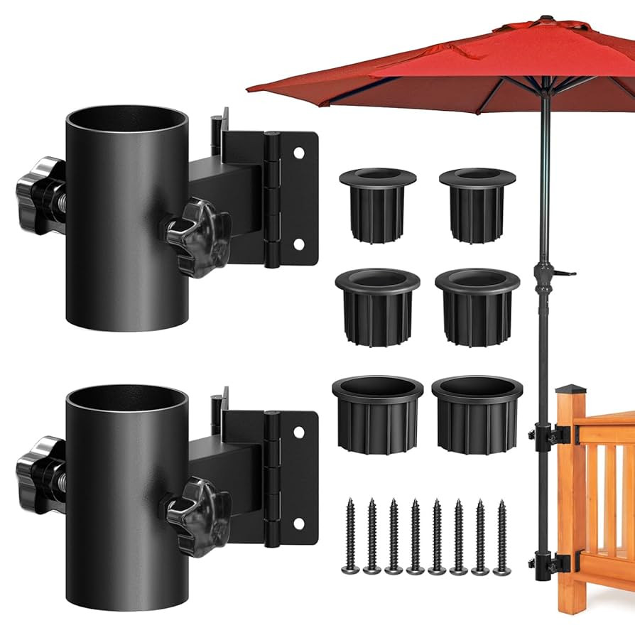 Stainless Steel Umbrella Deck Mount, Heavy Duty Patio Umbrella Holder, (Fits Umbrellas up to 2"),... | Amazon (US)