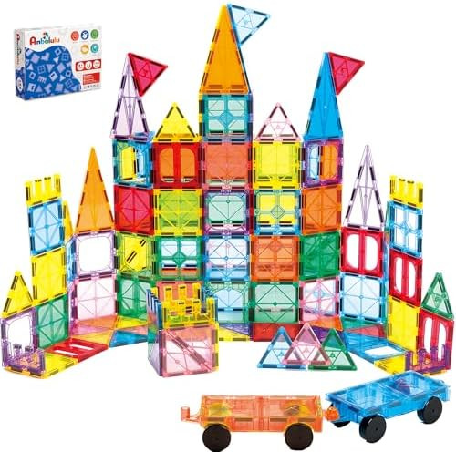 Magnetic Building Tiles, 134PCS Large Magnet Building Set,Magnetic Blocks, 3D STEM Stacking Toys,... | Amazon (US)
