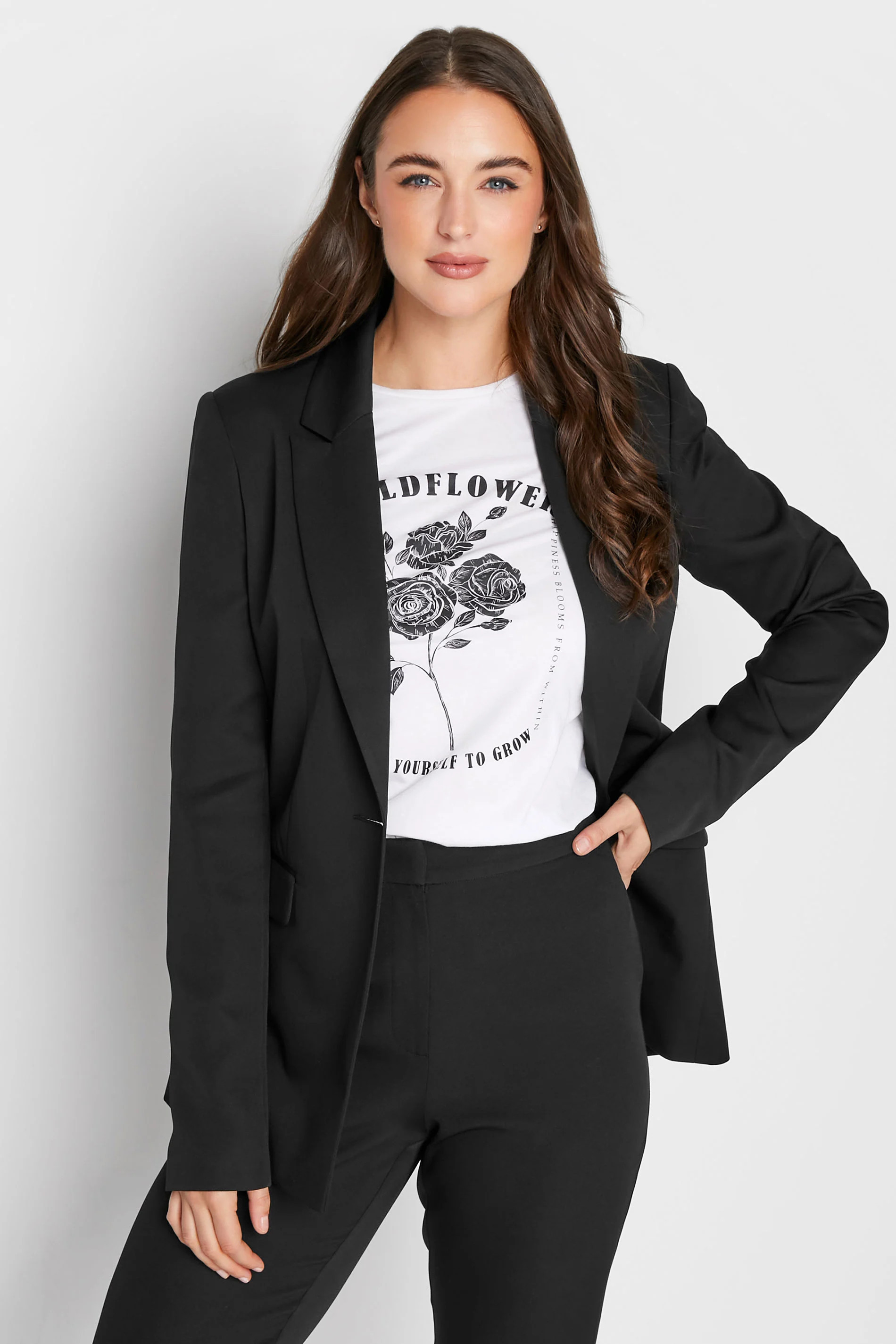 LTS Tall Black Scuba Crepe Blazer | Long Tall Sally