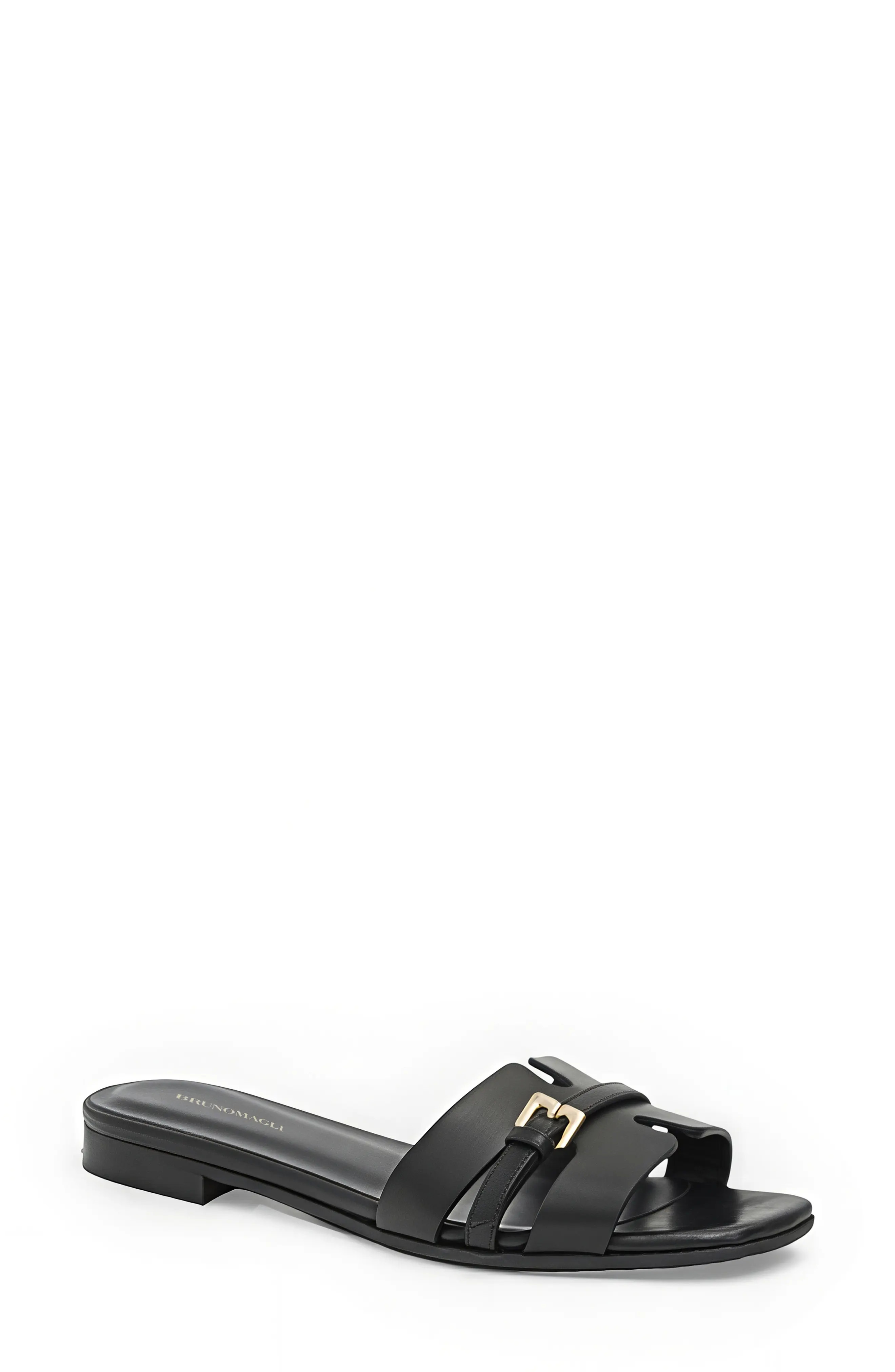 Bruno Magli Farra Slide Sandal in Black Leather at Nordstrom, Size 8 | Nordstrom