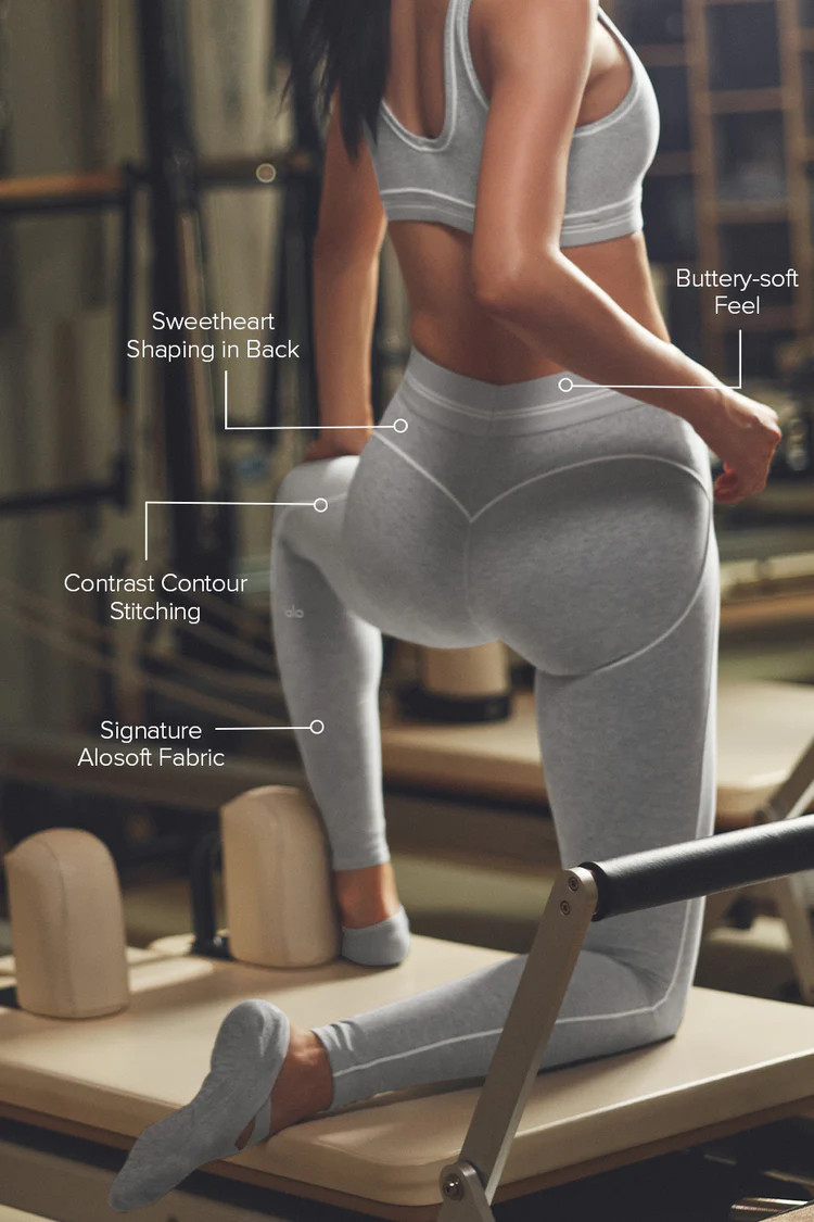 Alosoft High-Waist Heart Throb Legging - Athletic Heather Grey/White | Alo Yoga (US)