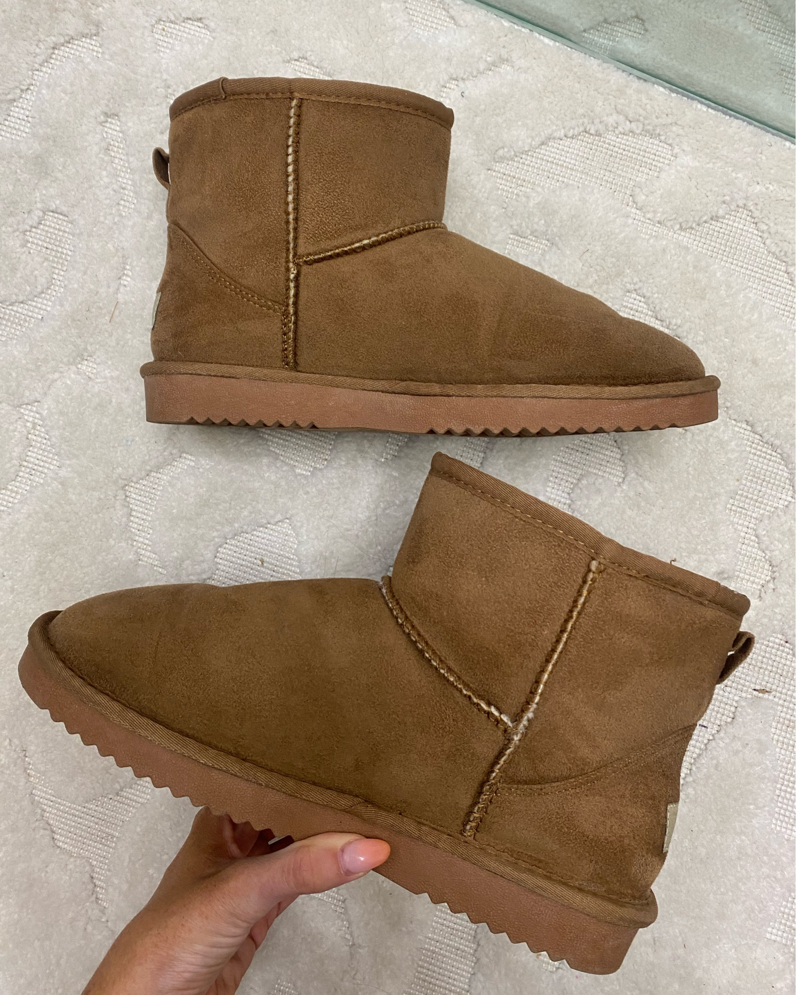 Mini Ugg dupes back in stock! Basically identical and $45! Amazon finds. 

#LTKSeasonal #LTKshoecrush #LTKunder50