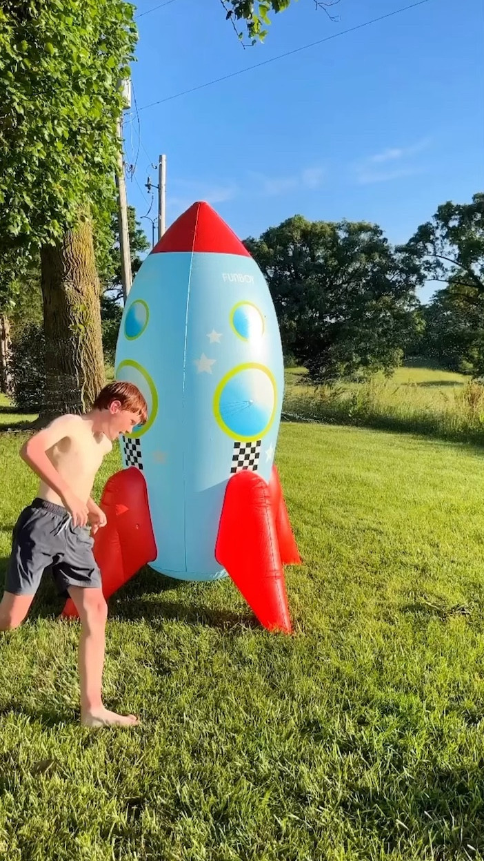 Summer fun has begun! Live this giant 9’ sprinkler from Funboy! The kids are loving it on these hot summer days! Drying off with beach towels in the perfect blue and white stripe! Memorial Day weekend! 

#LTKKids #LTKHome #LTKFamily